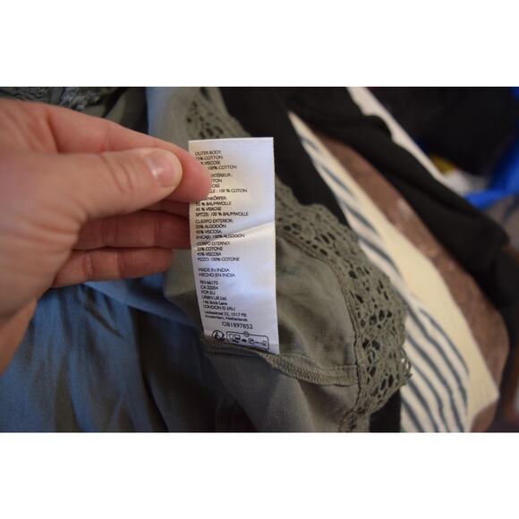 Free People Shea Tunic Dress Womens Small Green Boho Crochet Lace Smocked - Picture 6 of 6